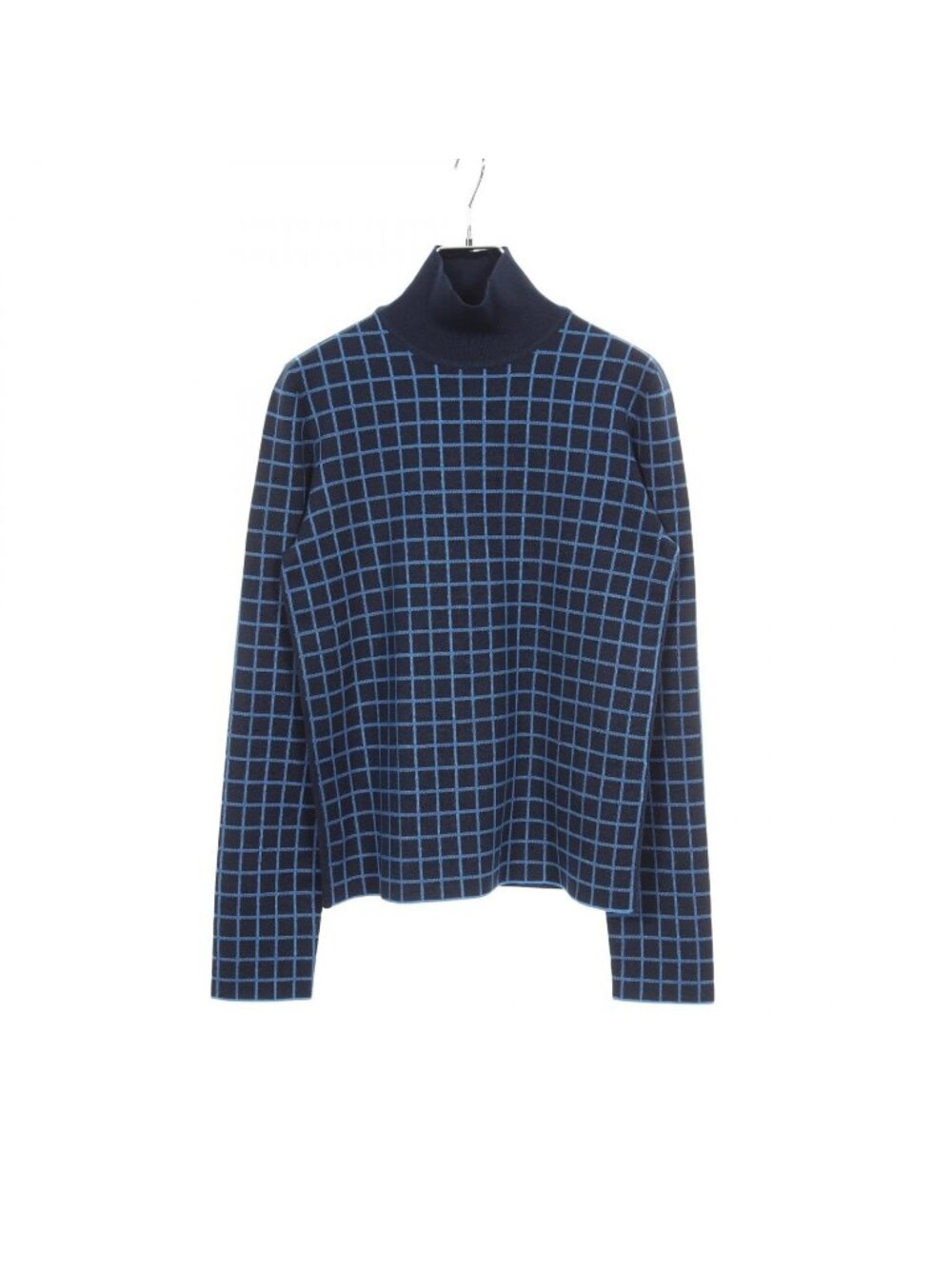 Hermes Knit Plaid Turtleneck Cashmere Silk Sweater